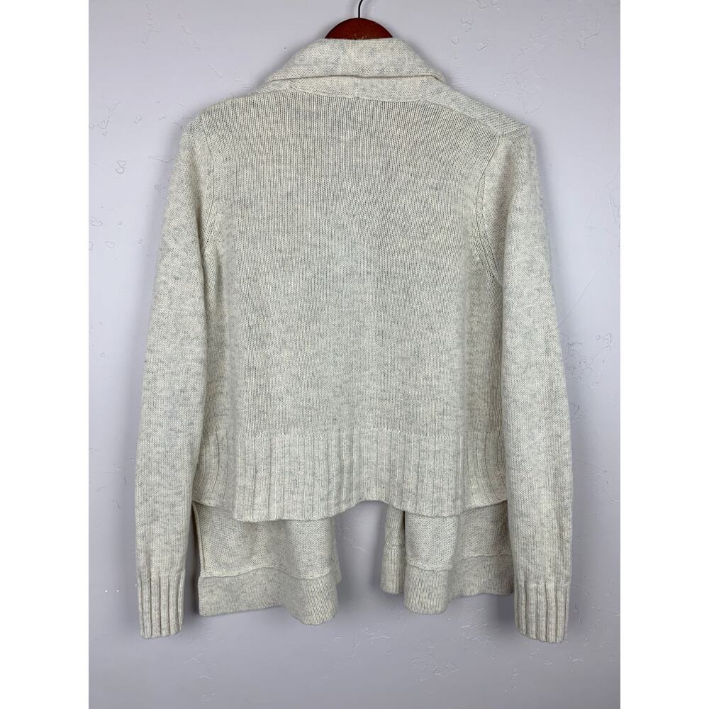 Vince Cardigan Sweater Open Front Beige Gray Long Sleeve Shawl Collar Women's M - Picture 2 of 4